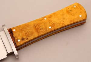 Maple Burl handle on a California Bowie Knife